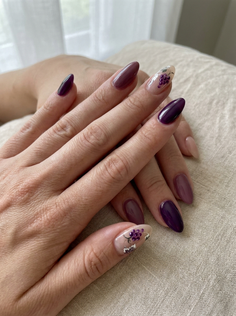 Grape Gloss Nails mit violetten Traubentönen und glänzendem Finish